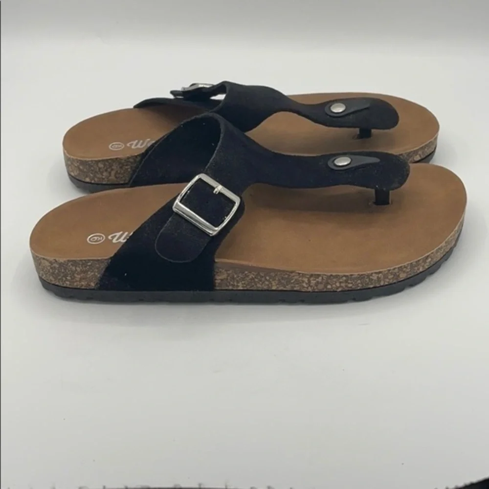 Black Summer T-Strap Sandals